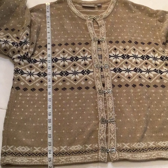 CROFT & BARROW VINTAGE TAN COLOR CHRISTMAS CARDIGAN SZ XL - Picture 8 of 10
